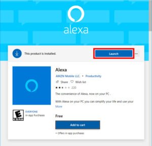 Once the Alexa app is done downloading, click Launch to install it on your computer